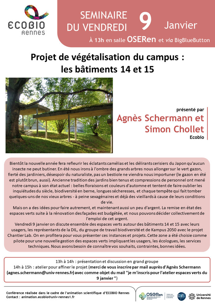 Projet de végétalisation du campus : les bâtiments 14 et 15 OSERen