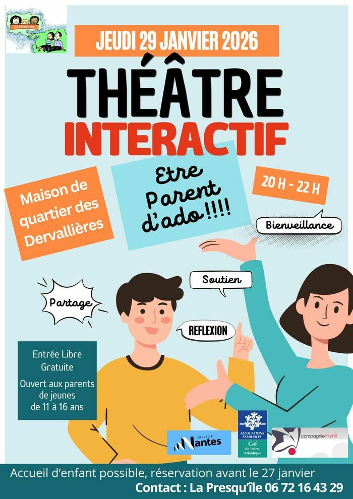 Théatre Forum - Etre parent d'ado ! Maison de Quartier Dervallières Zola