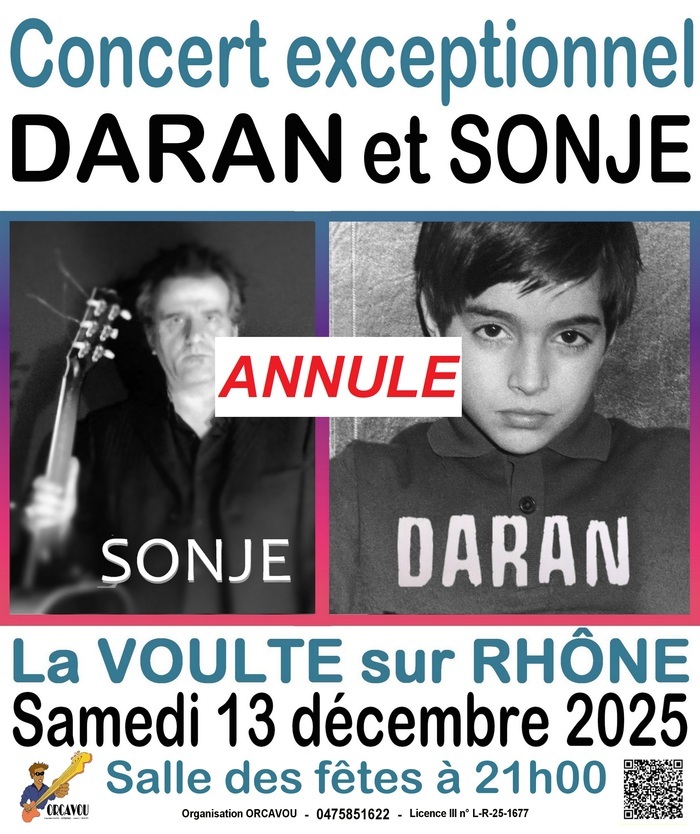 ANNULATION   concert  DARAN Salle des Fêtes de La Voulte sur Rhône - Ardéche La Voulte sur Rhône