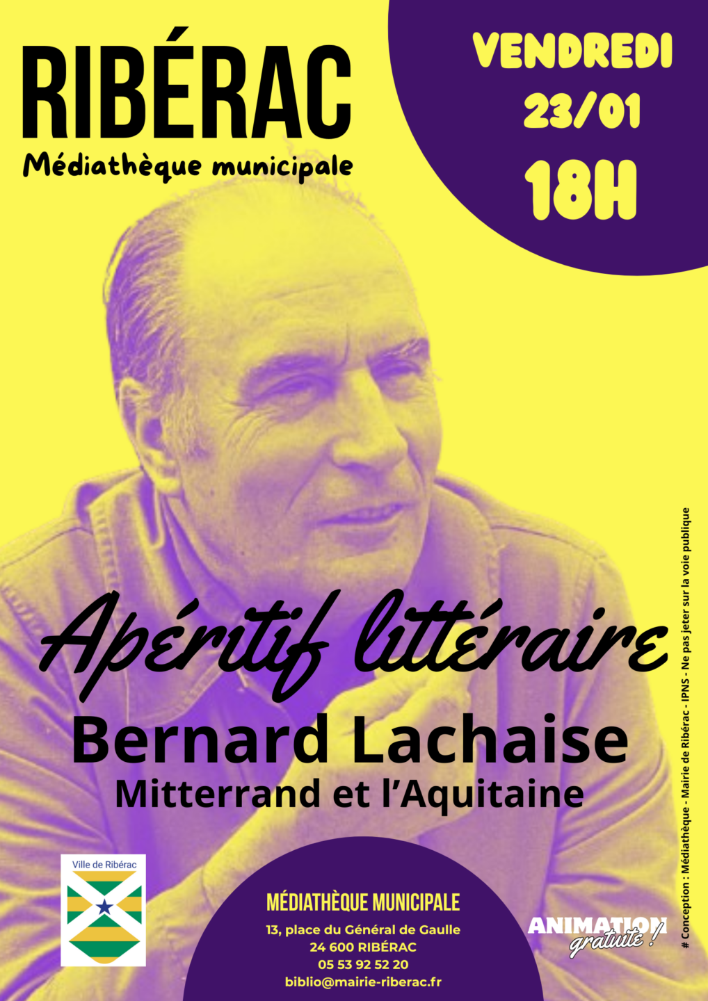 Apéritif littéraire Mitterand et l'Aquitaine avec Bernad Lachaise