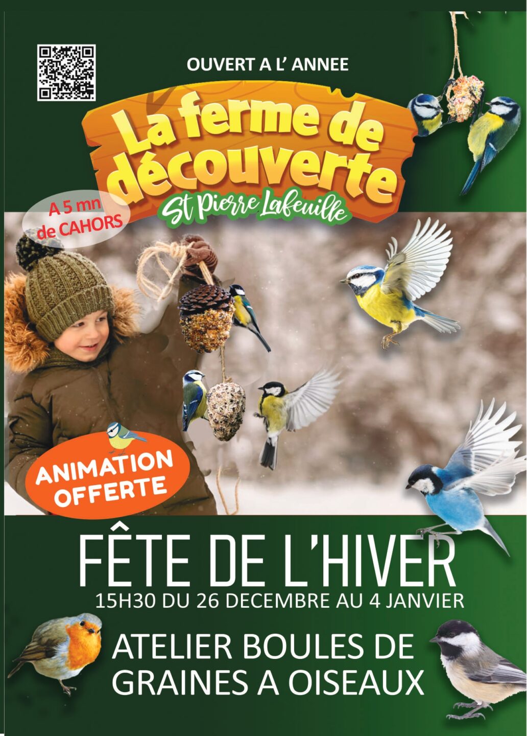 Atelier boule de graine pour oiseau à la ferme de découverte