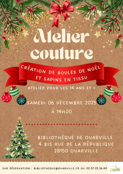 Atelier couture boules et sapins de Noël en tissu