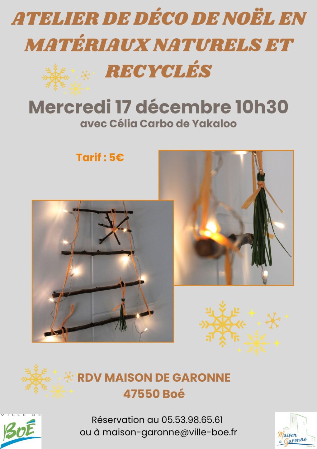 Atelier créatif de décoration de Noël Tout public