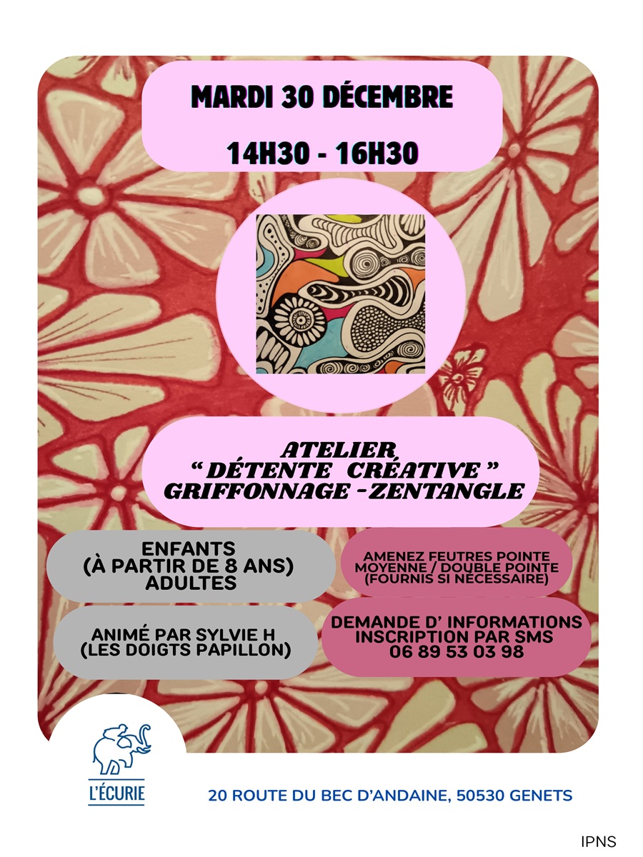 Atelier détente créative griffonnage zentangle