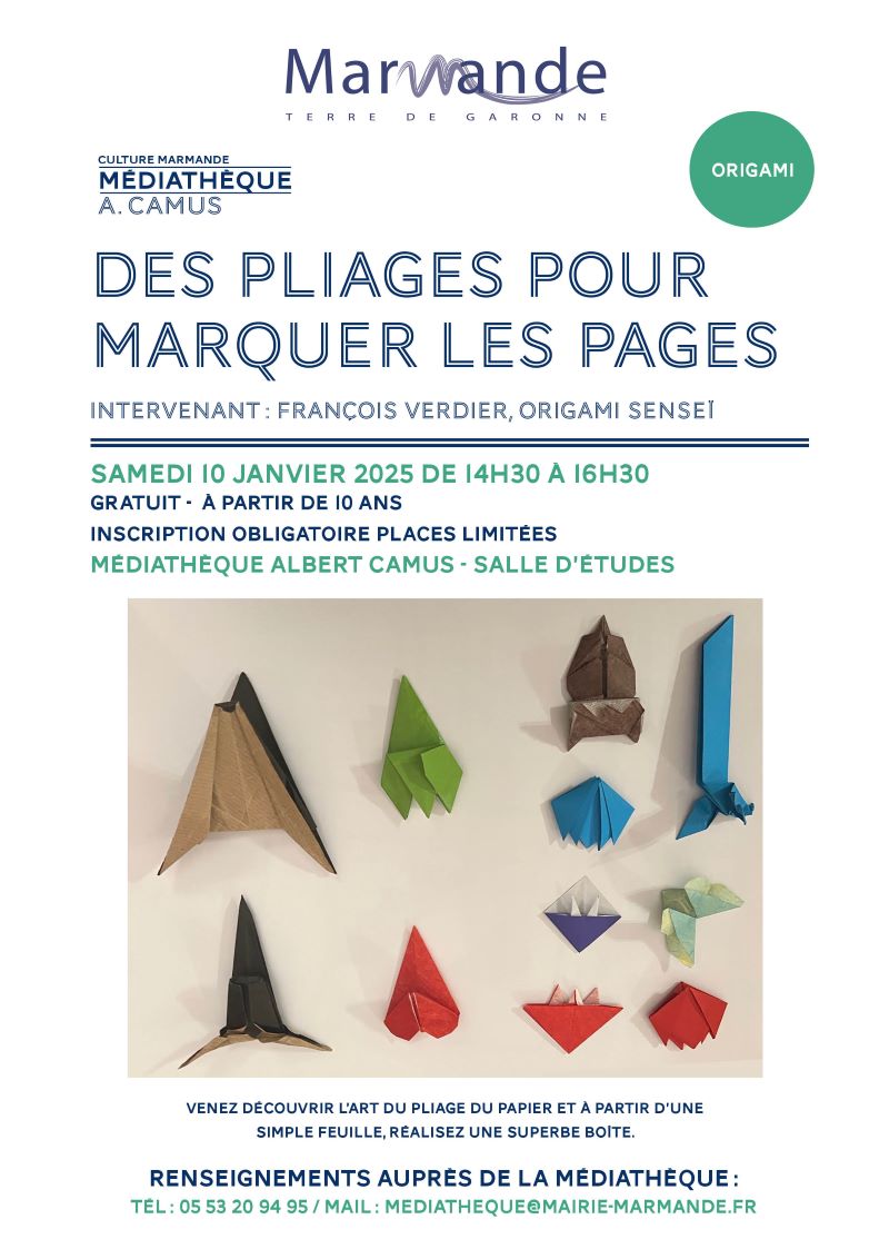 Atelier Origami Des pliages pour marquer les pages