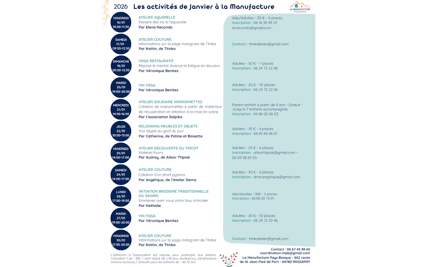 Ateliers Manufacture Pays Basque Yin Yoga