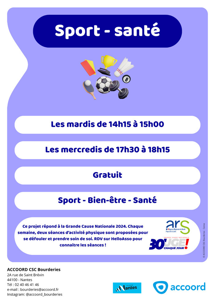 Bouge 30' chaque jour Centre socioculturel des Bourderies