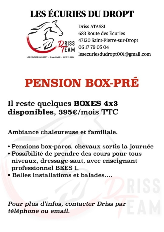 Box-pré Les Écuries du Dropt Saint-Pierre-sur-Dropt
