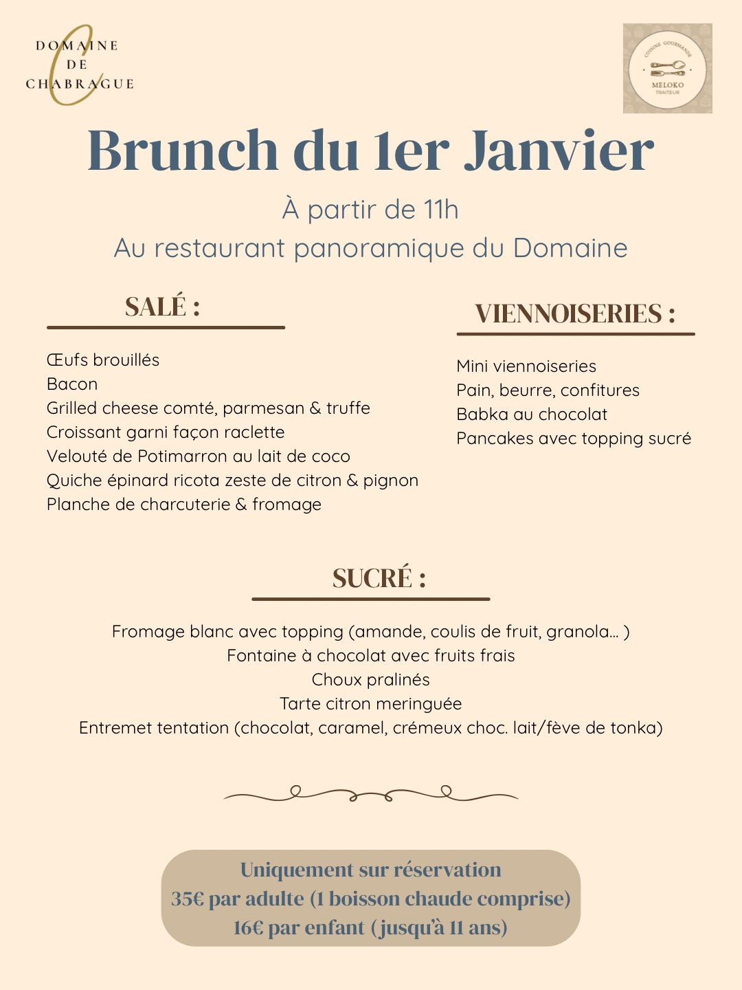 Brunch du jour de l'an au Domaine de chabrague