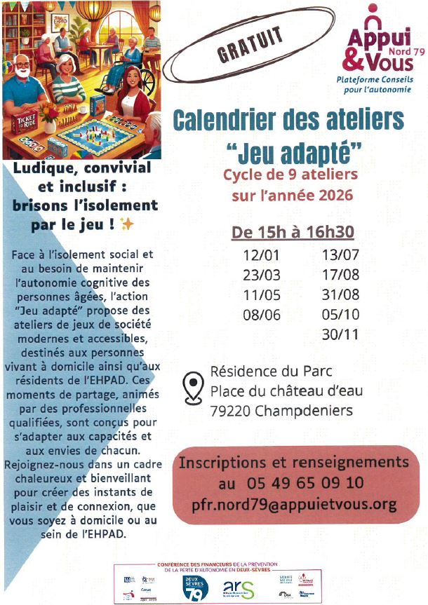 Calendrier des ateliers Jeu adapté