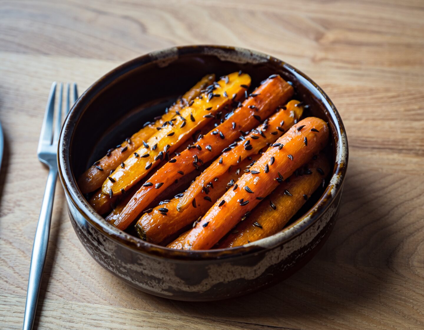 Carottes glacées au miel de sarrasin et cumin