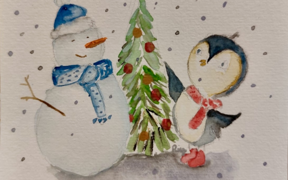 Cartes de vœux à l’aquarelle Feuille Blanche