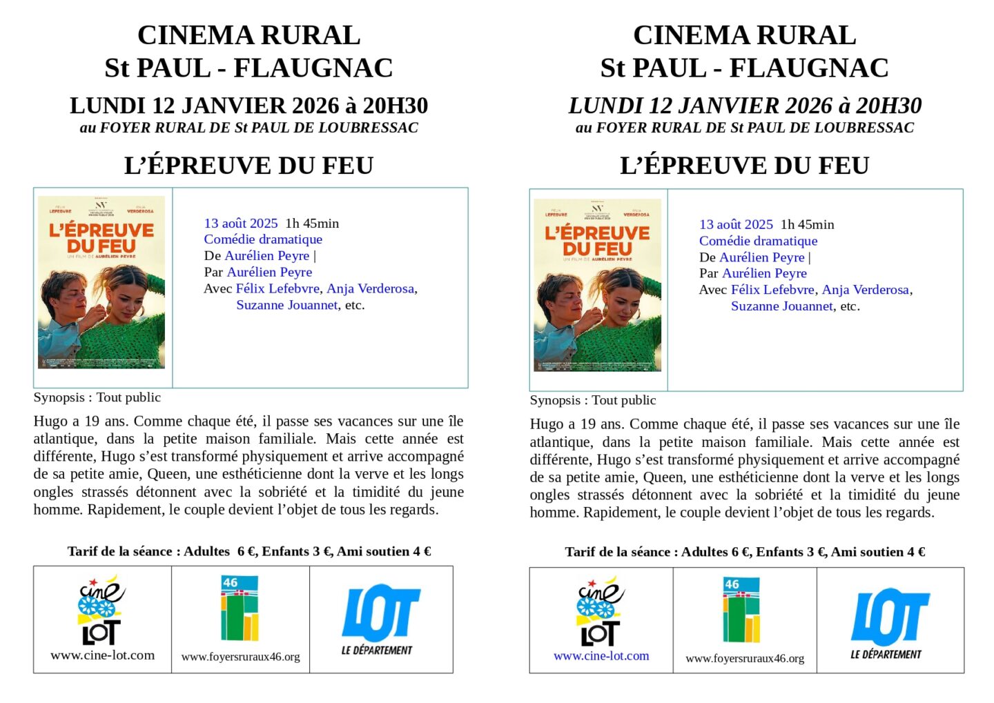 Ciné-Lot L'épreuve du Feu