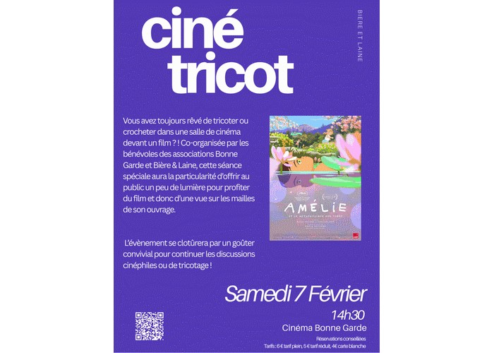 Ciné-tricot : Amélie et la métaphysique des tubes Ciné-Théâtre Bonne Garde