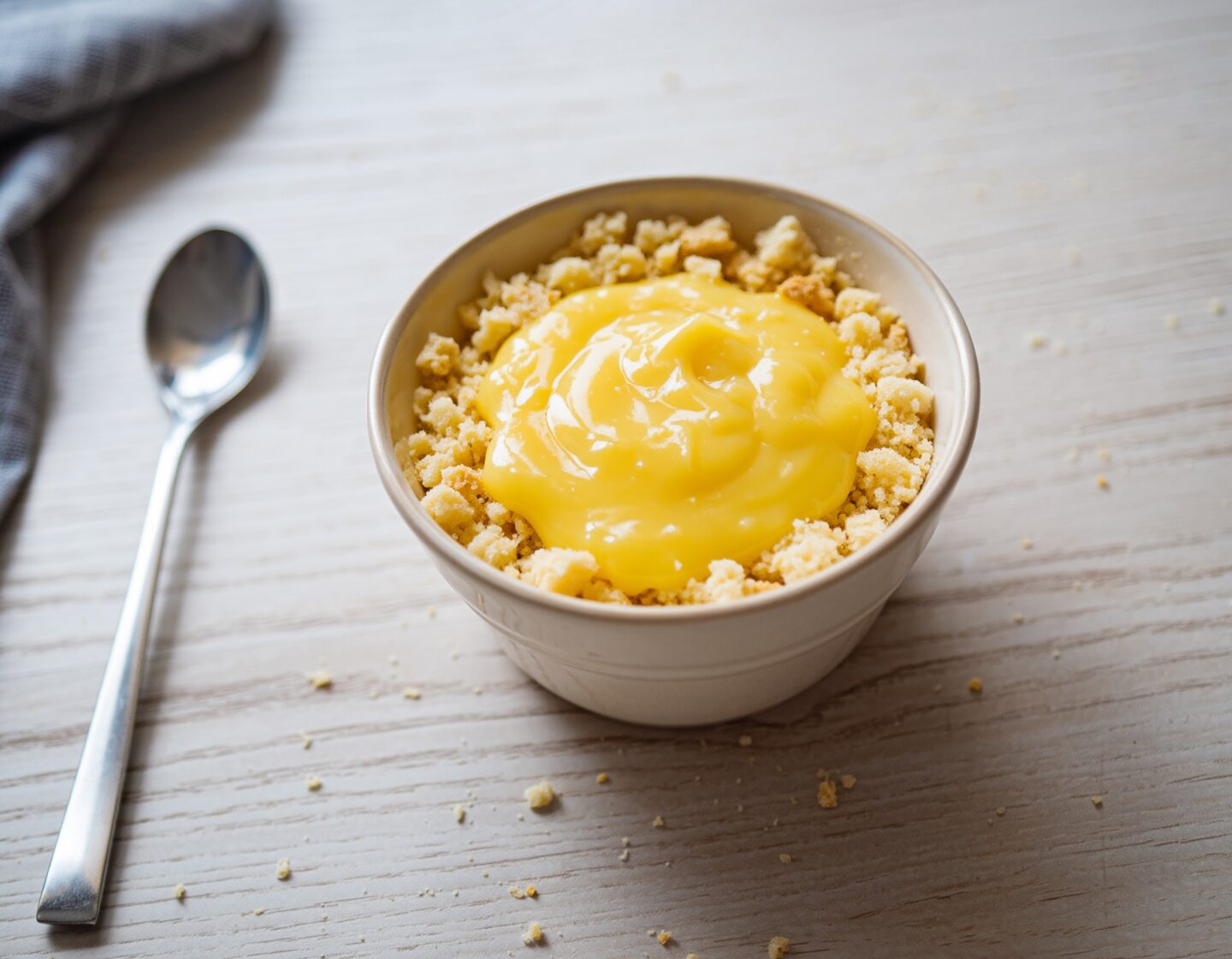 Crème au citron rapide, biscuits émiettés