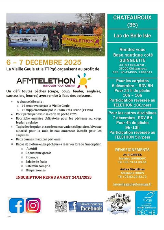 Défi toutes pêches de La Vieille Gaule au profit du Téléthon