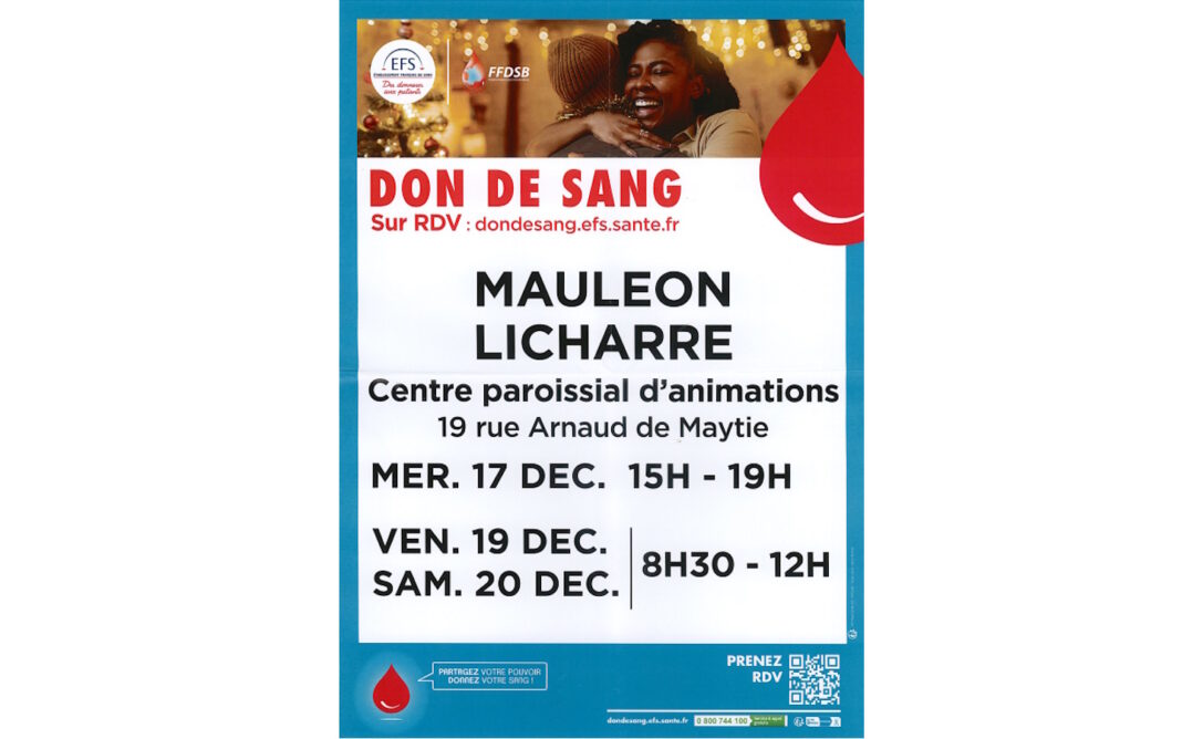 Don du sang Salle paroissiale Mauléon-Licharre