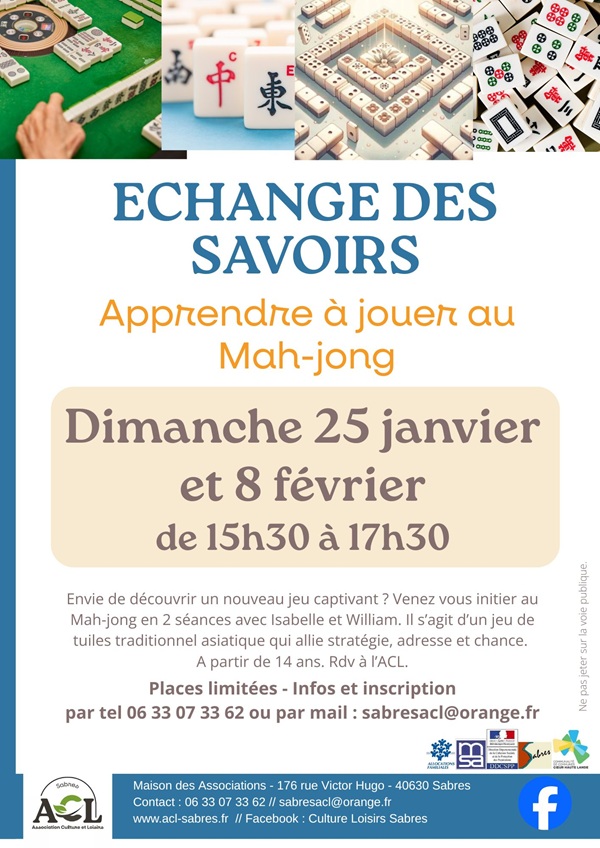 Echange des savoirs Apprendre à jouer au Mah-jong