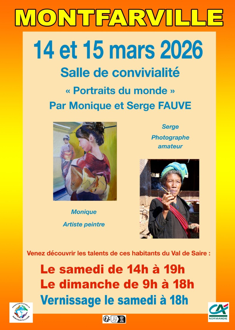 Exposition Portraits du monde de Monique et Serge Fauve 4 Rue des Hougues Montfarville 2026-03-14 Exposition Portraits du monde de Monique et Serge Fauve