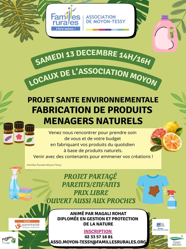 Fabrication de produits ménagers naturels 102 Rue de la Mairie Moyon Villages 2025-12-13 Fabrication de produits ménagers naturels