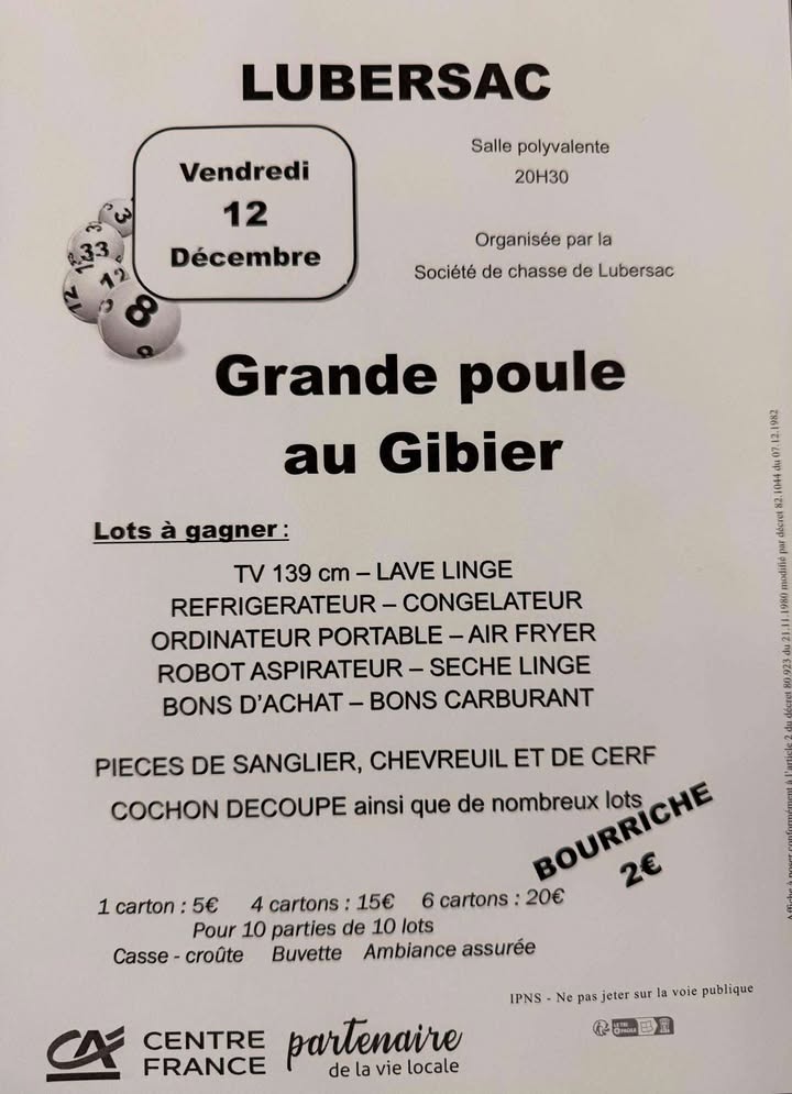 Grande poule au gibier à Lubersac