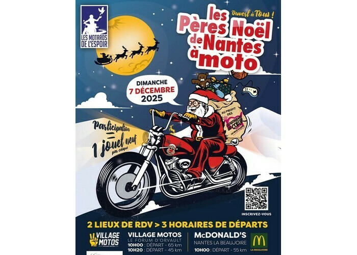 Les Pères-Noël de Nantes à Moto Nantes et communes de la métropole