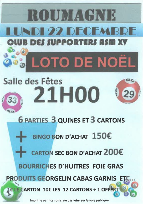 Loto des supporters de l'ASM XV