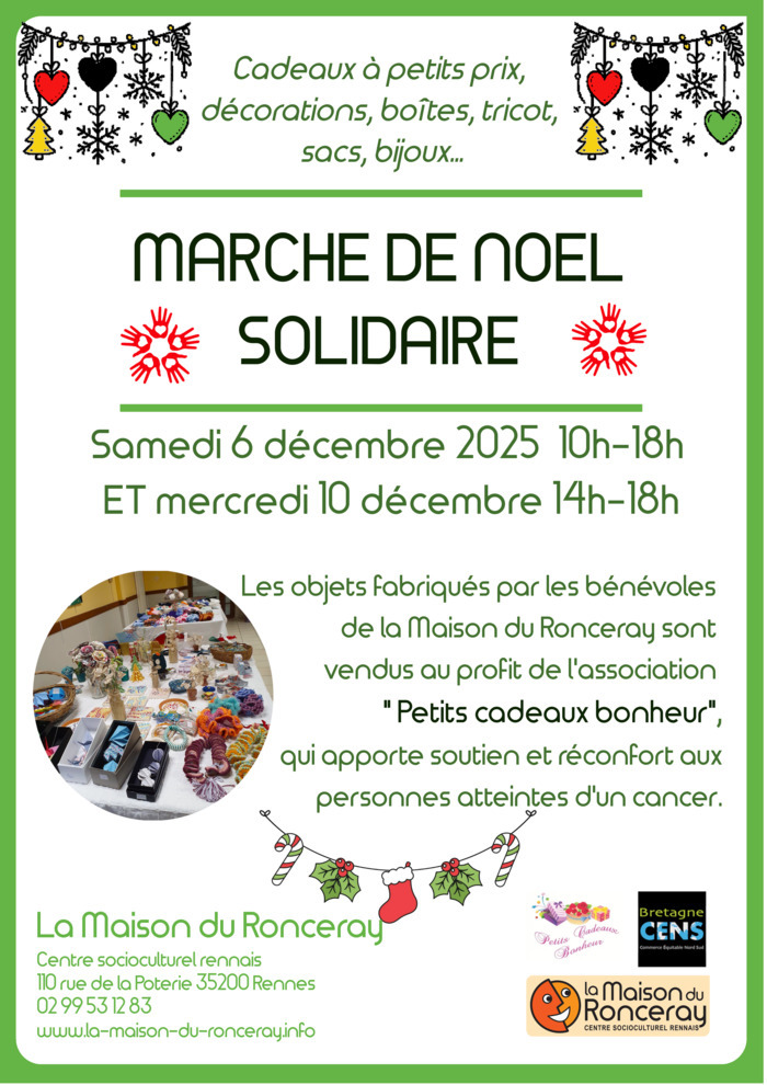 Marché de Noël solidaire Maison du Ronceray Rennes