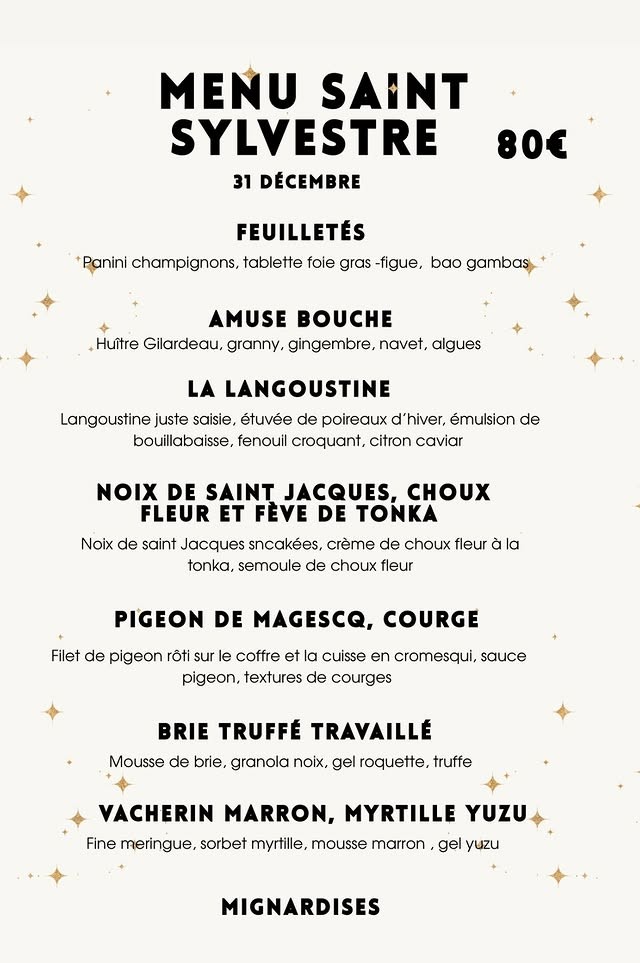 Menu de la St Sylvestre