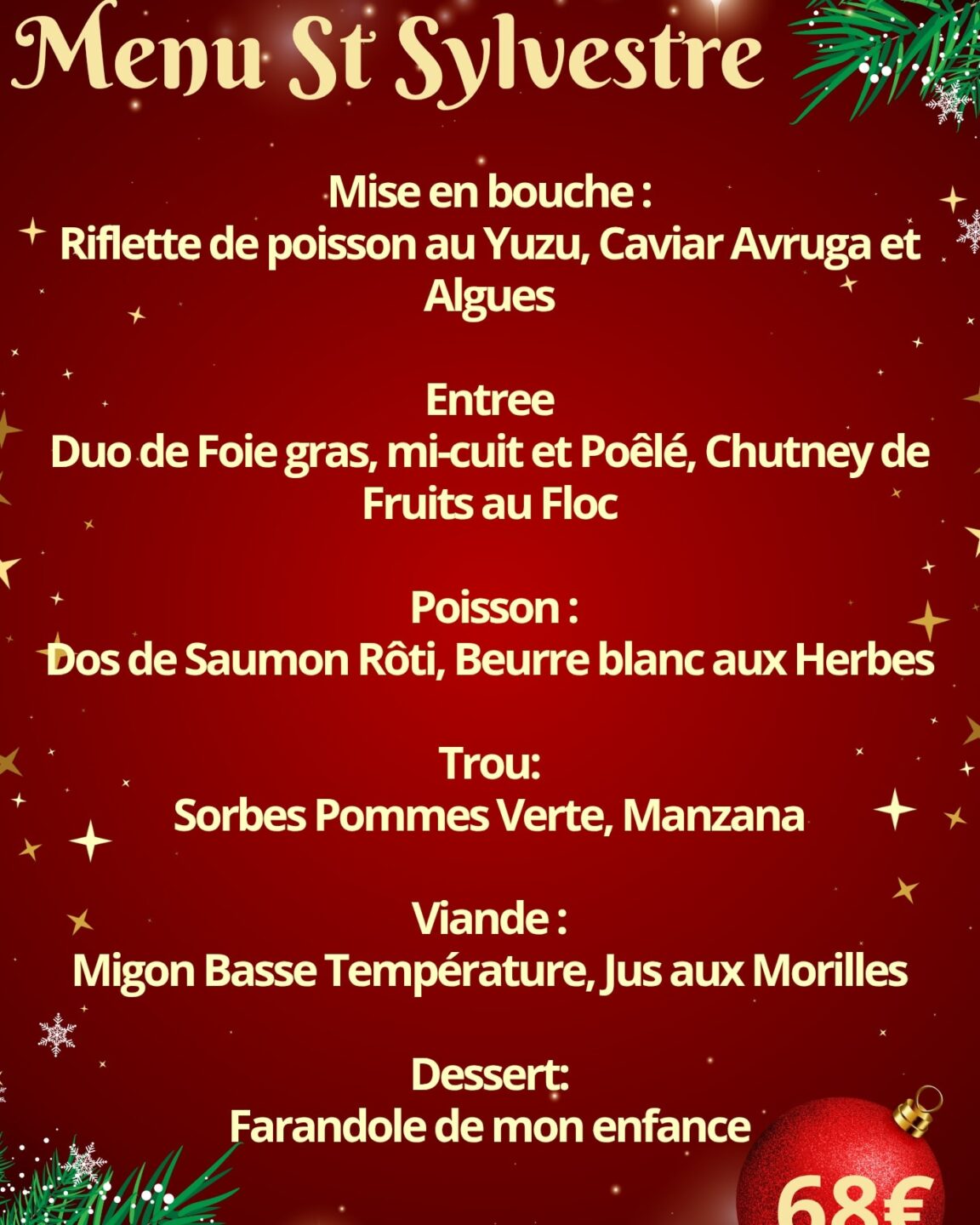 Menu de la St Sylvestre
