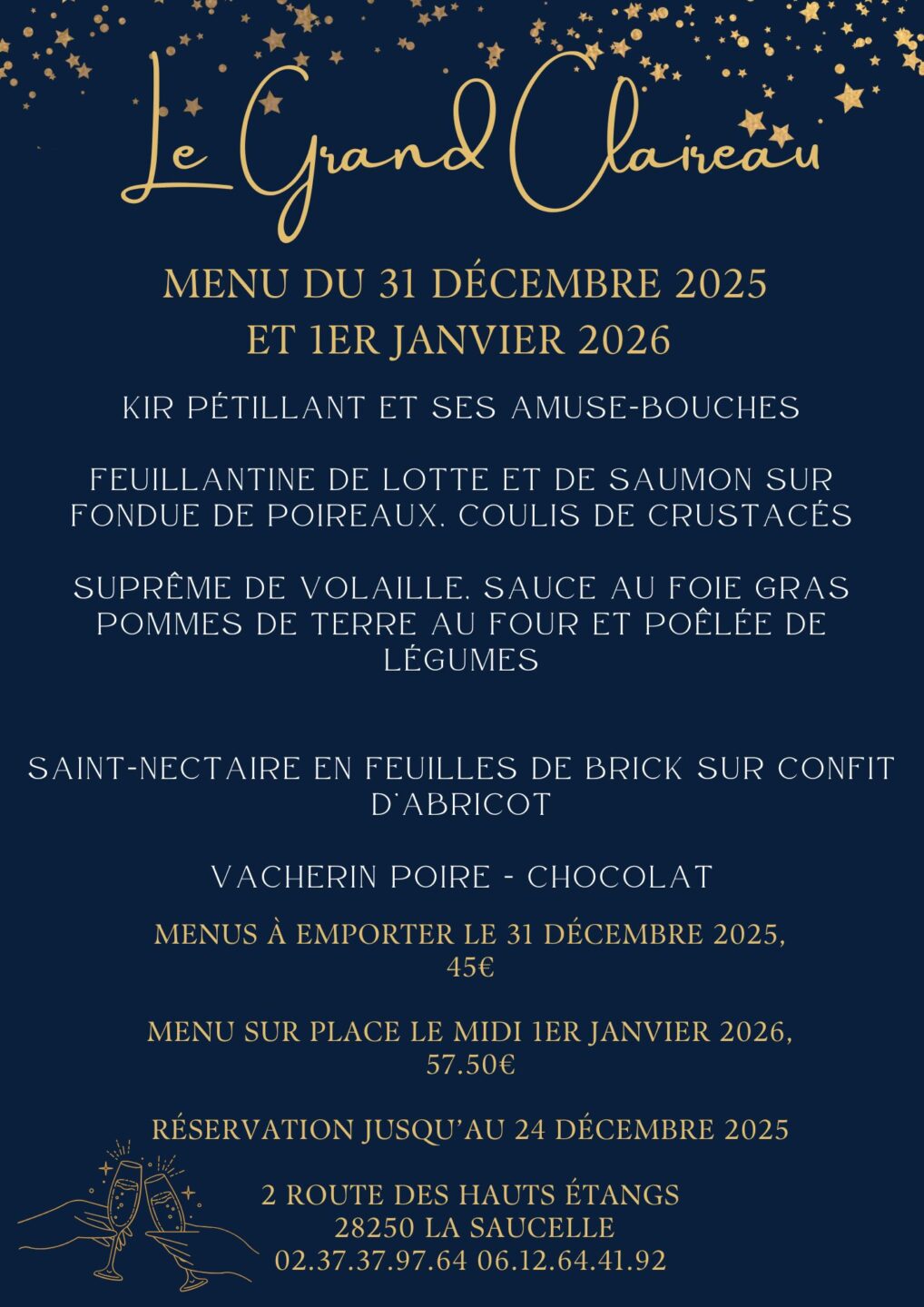 Menu du 31 décembre et 1er janvier