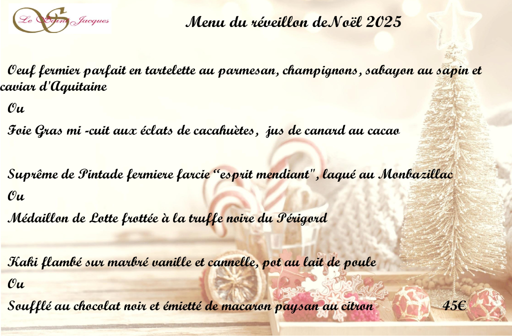 Menu du Réveillon de Noël | Le Saint-Jacques