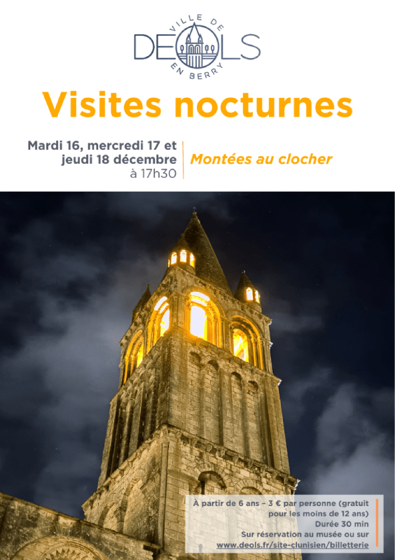 Montées de clocher de l'abbaye de Déols pour voir les illuminations de Noël