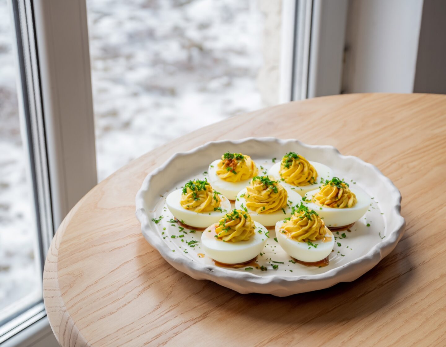 œufs mimosa tièdes