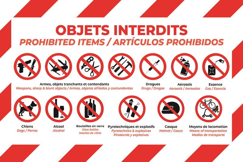 Objets interdits soirée Nouvel An