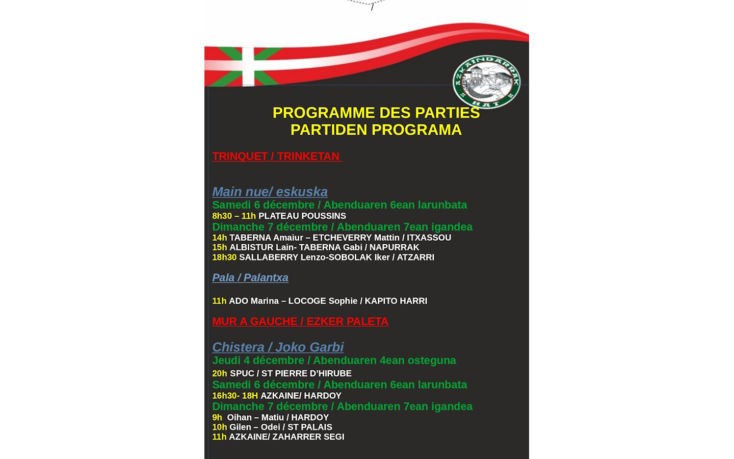 Partie de pelote Chistera