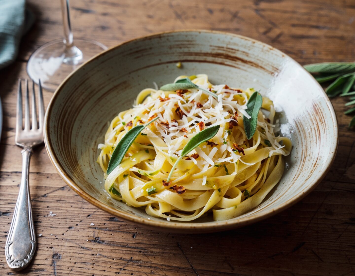 Pâtes fraîches au beurre, sauge et parmesan