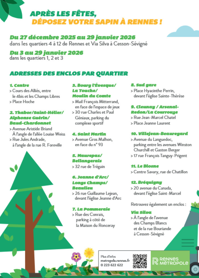 Retrait de vos sapins de Noël Avenues du languedoc Villejean Rennes