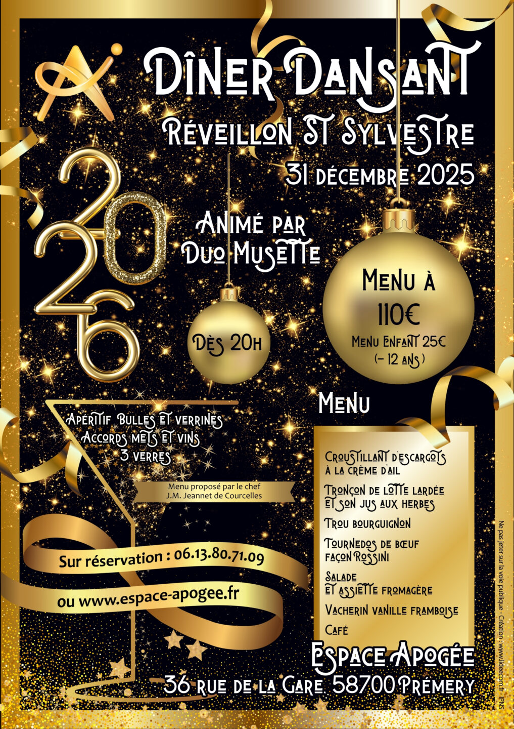 Réveillon 2025 Dîner dansant de la Saint Sylvestre