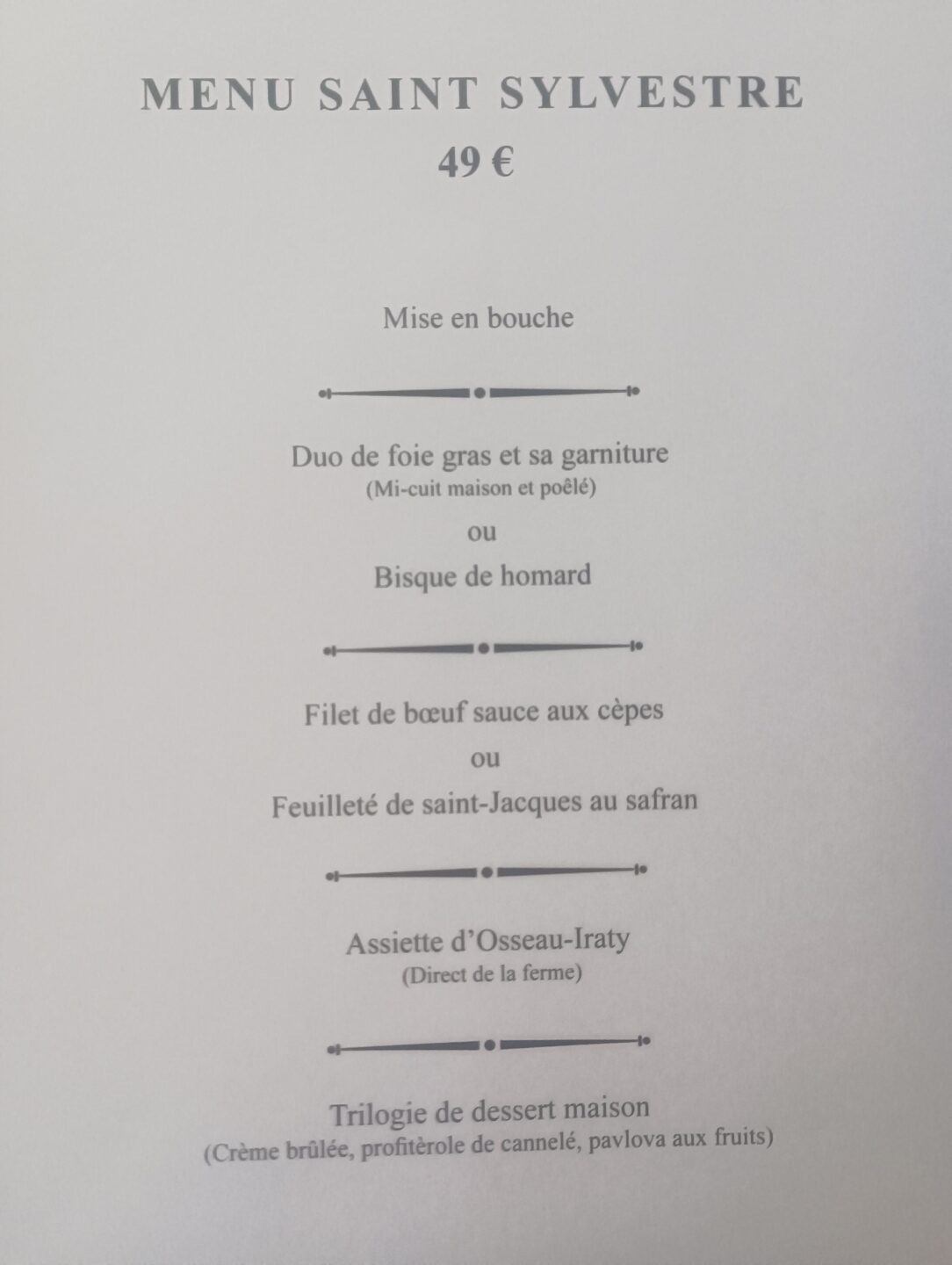 Reveillon de la St-Sylvestre à la Cambuse