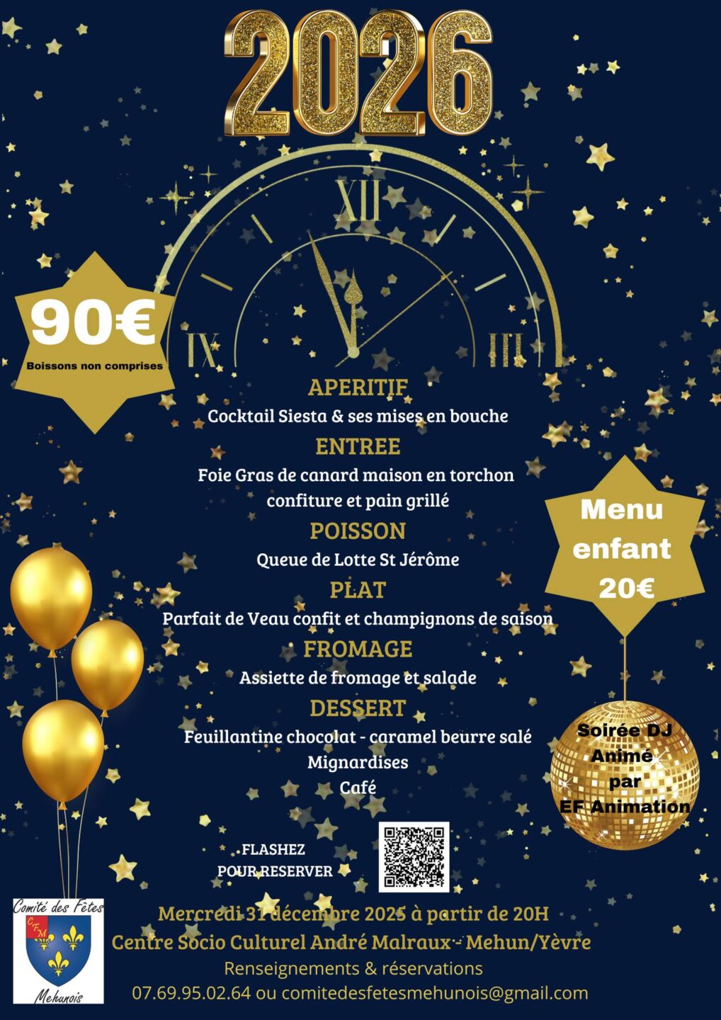 Soirée du Nouvel An 2026 Centre Socio-Culturel André Malraux