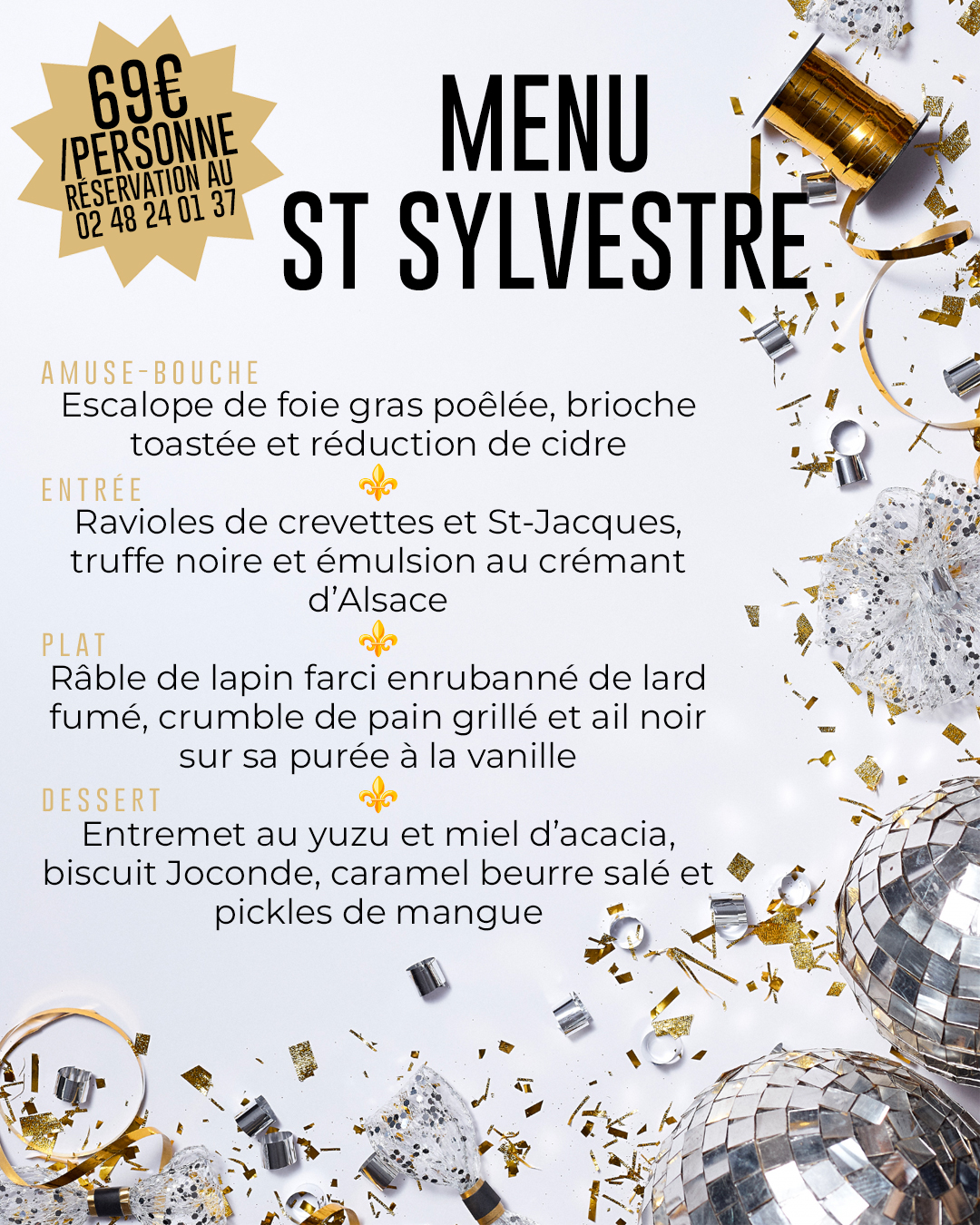 Soirée du Nouvel An 2026 Restaurant Chez Jacques