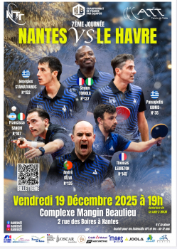 Tennis de table : Pro B - Match Nantes TT vs Le Havre Complexe Sportif Mangin Beaulieu
