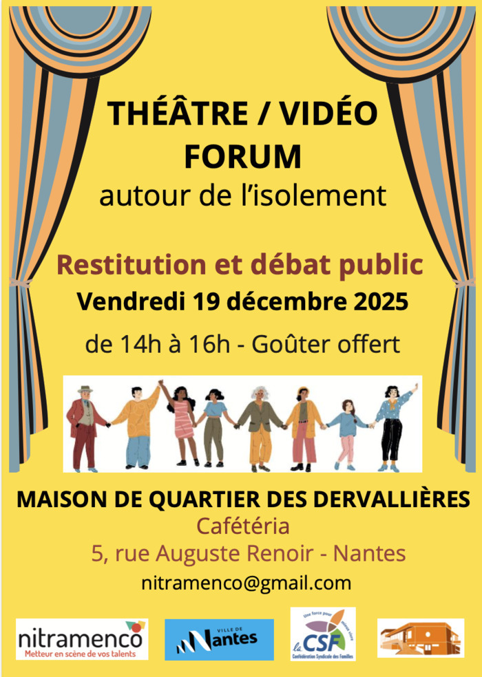 THÉÂTRE FORUM AUTOUR DE L'ISOLEMENT Maison de Quartier Dervallières Zola