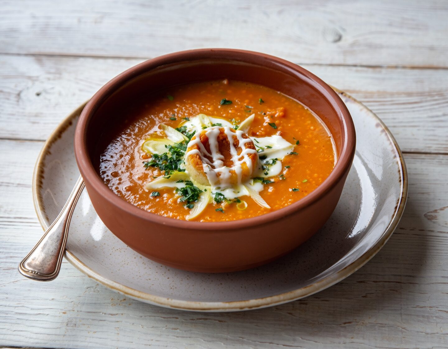 Velouté de lentilles corail, lait de coco et cumin doux