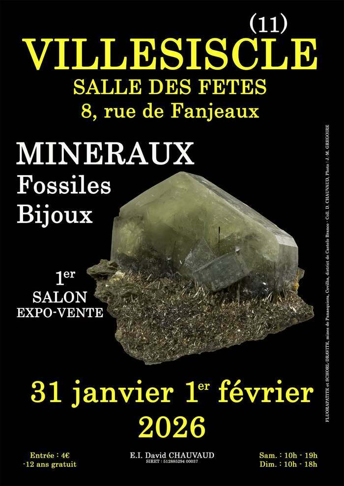 1er SALON MINERAUX FOSSILES BIJOUX de VILLESISCLE (Aude) Salle des Fêtes 11150 Villesiscle Villesiscle
