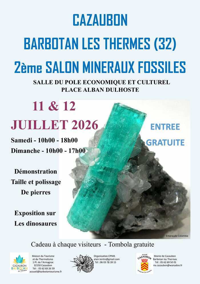 2éme Salon Minéraux Fossiles Bijoux salle du pole économique et culturel place Alban Dulhoste 32150 cazaubon Cazaubon
