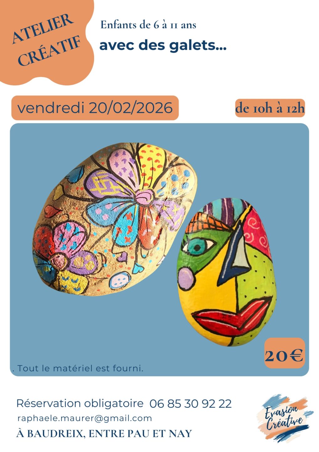 Atelier créatif avec des galets... à Baudreix