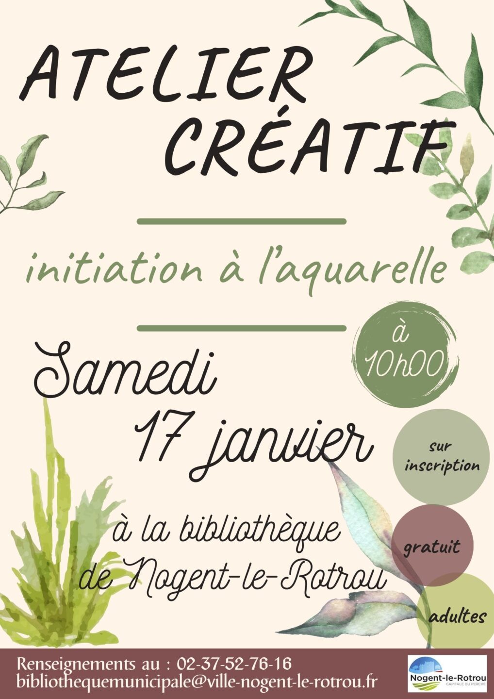 Atelier créatif Initiation à l'aquarelle