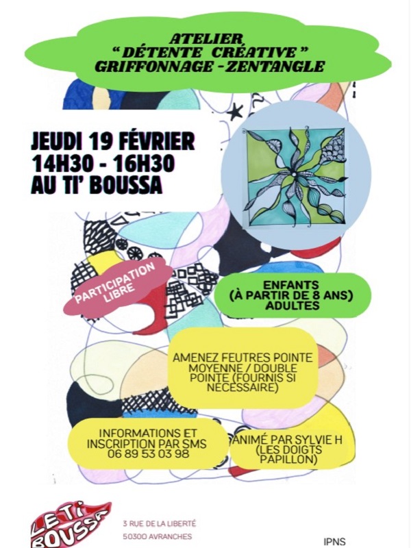 Atelier détente créative griffonnage et zentangle